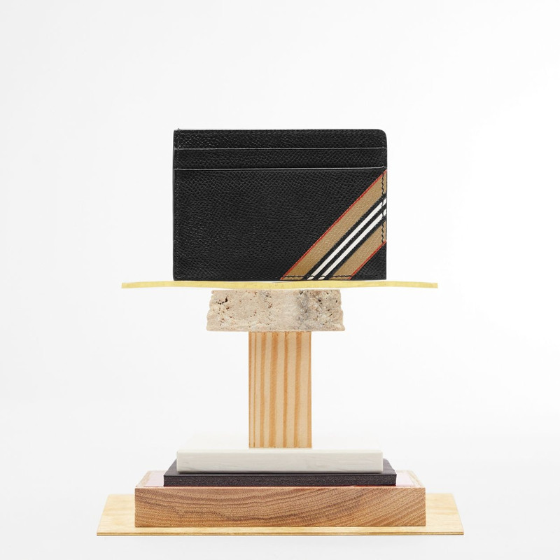 Icon Stripe Print Grainy Leather Card Case 5