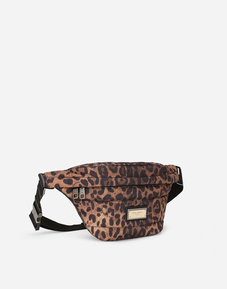 Leopard-print Sicily belt bag in quilted nylon - 2