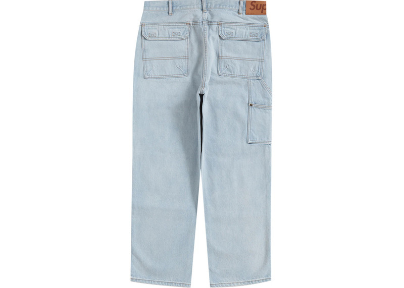 Supreme Supreme Double Knee Denim Utility Pant Washed Blue outlook
