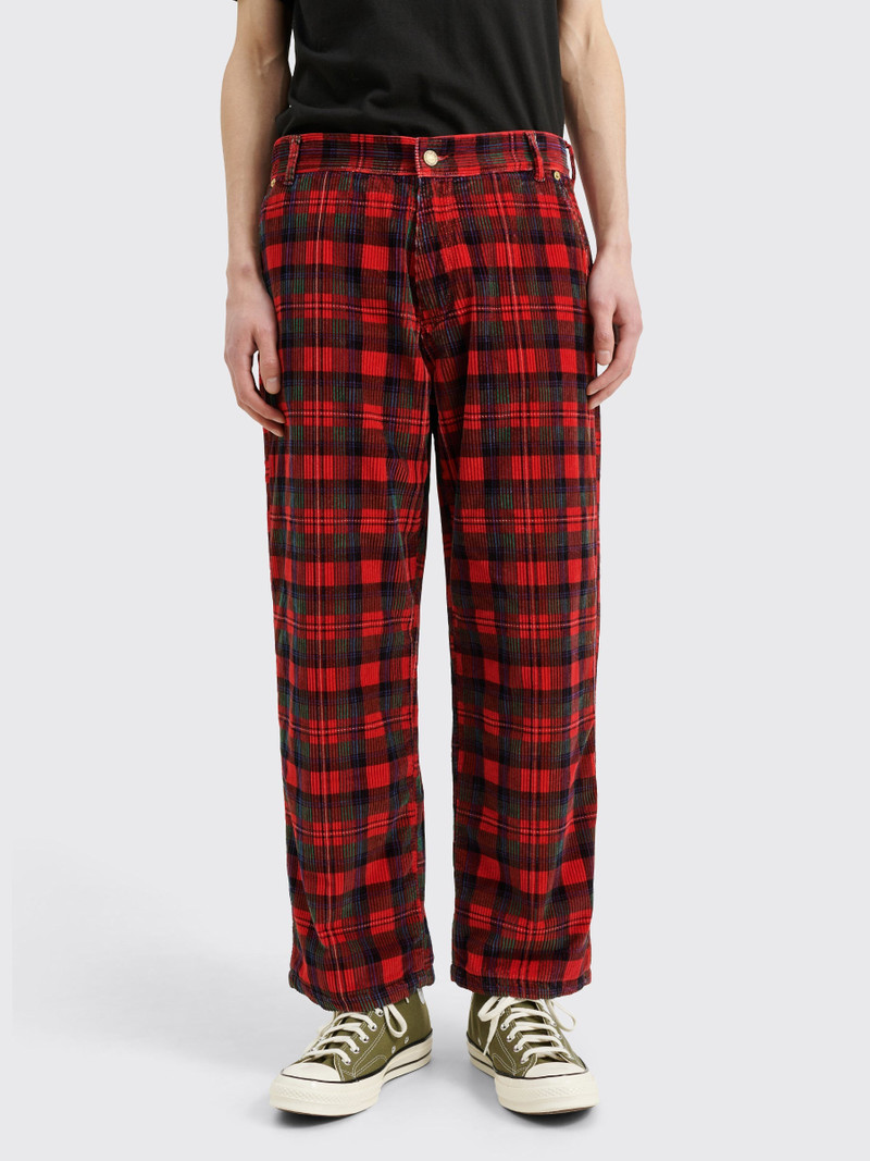 ERL PLAID CORDUROY PANTS RED 2