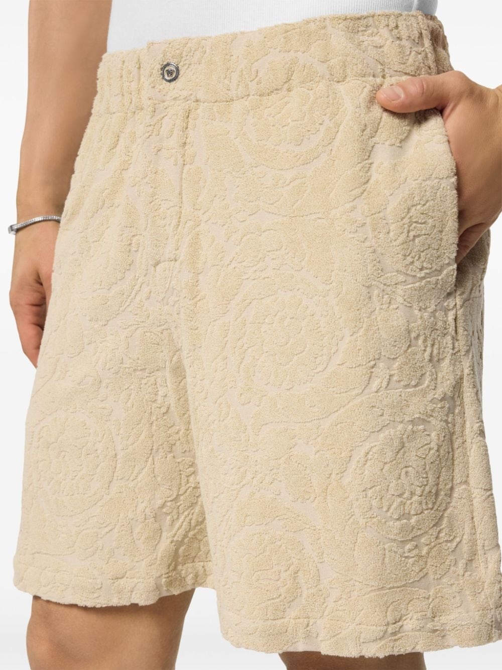 Barocco-jacquard towel-stitch shorts - 5