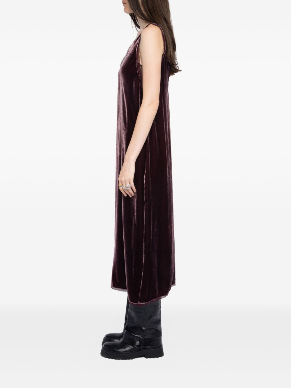 lace-insert midi dress - 3