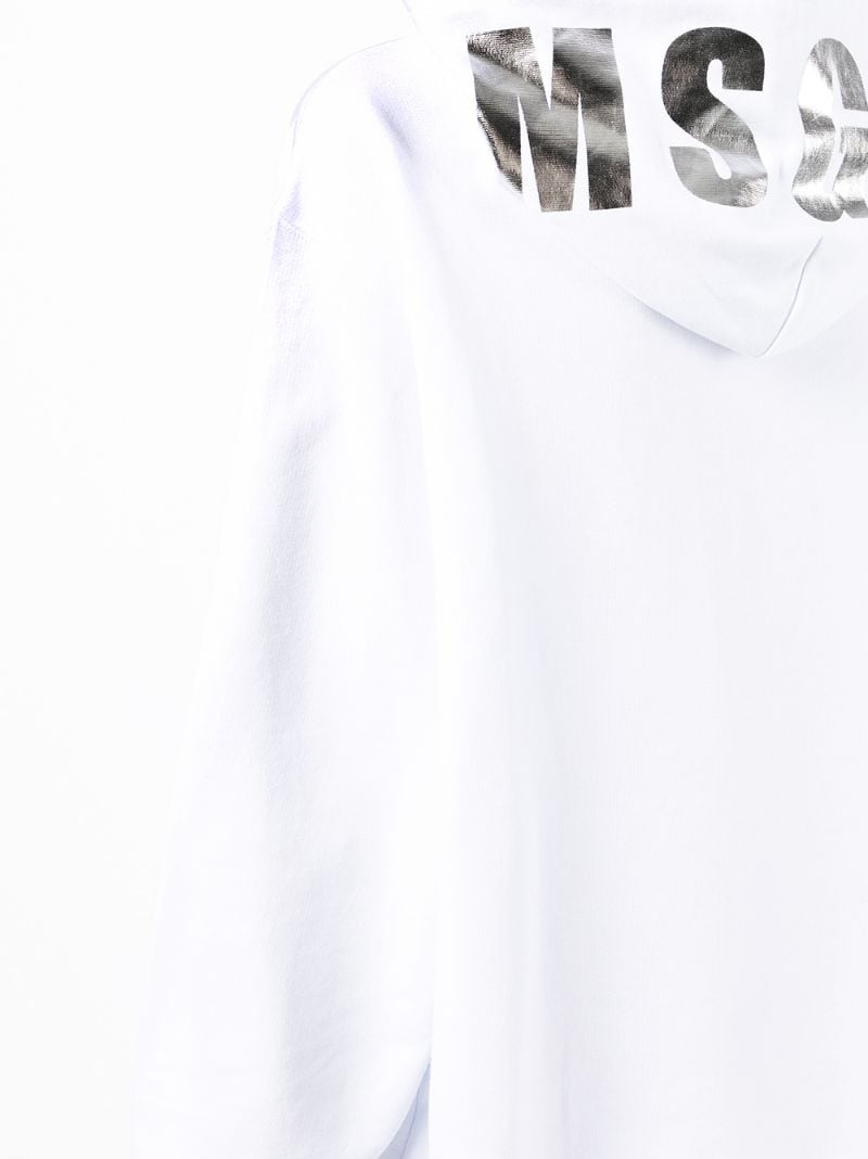 metallic-logo cotton hoodie - 6