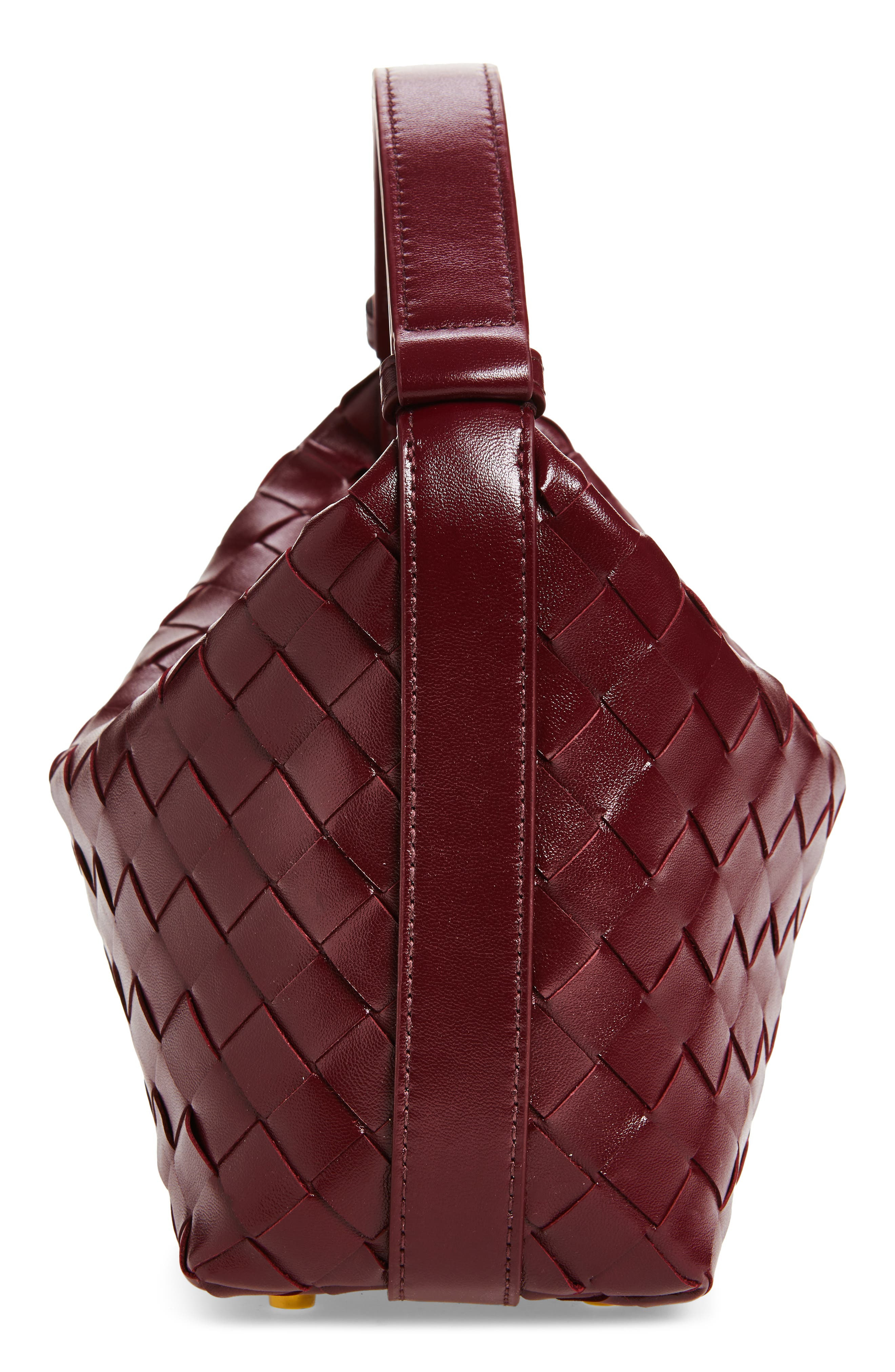 Bottega Veneta Mini Wallace Intrecciato Leather Shoulder Bag in 2247 Barolo-Gold at Nordstrom - 5