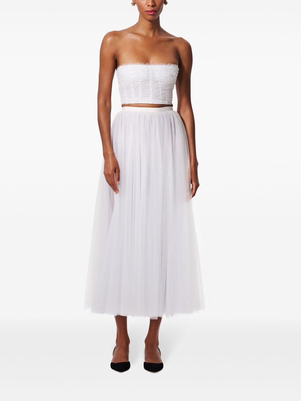 sequin-embellished tulle cropped top - 2