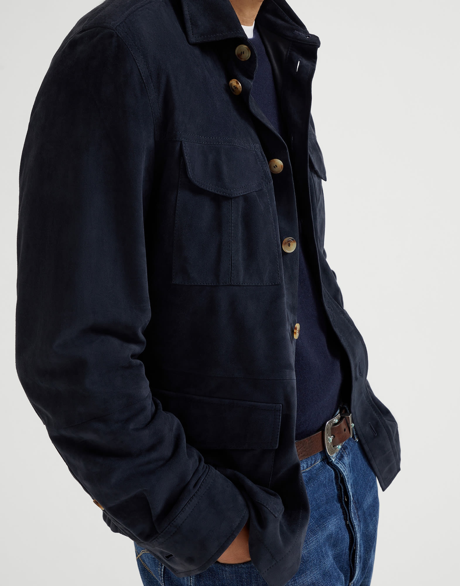 Double face suede unlined safari jacket - 3