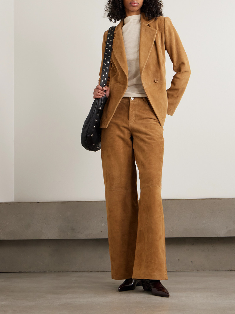 NOUR HAMMOUR Milo Paneled Suede Wide-leg Pants outlook