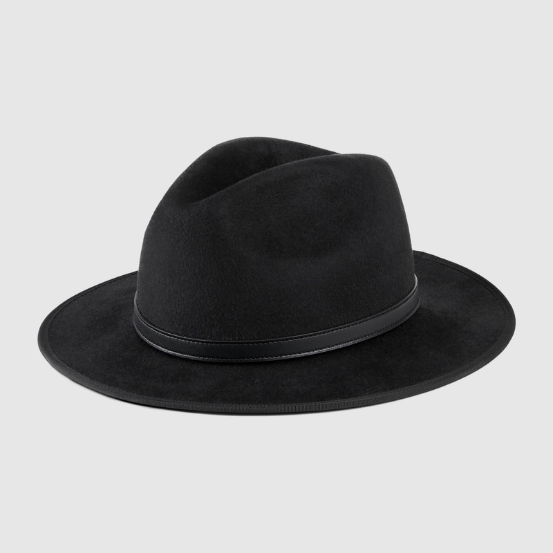 Wool hat with leather detail 1