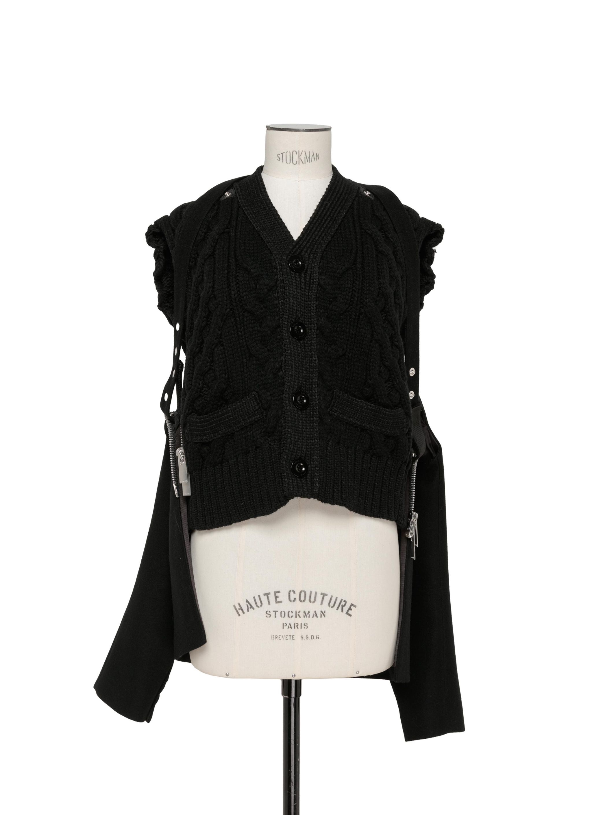Wool Melton x Knit Cardigan - 4