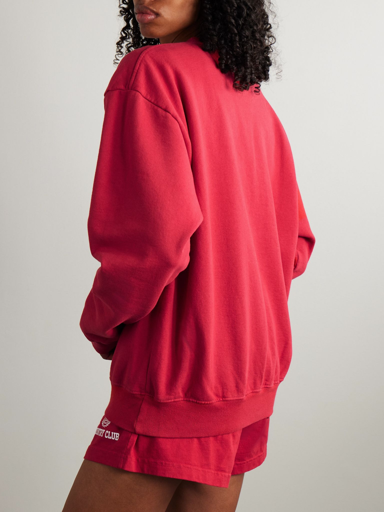 Varsity Crest printed cotton-jersey sweatshirt Red - 3