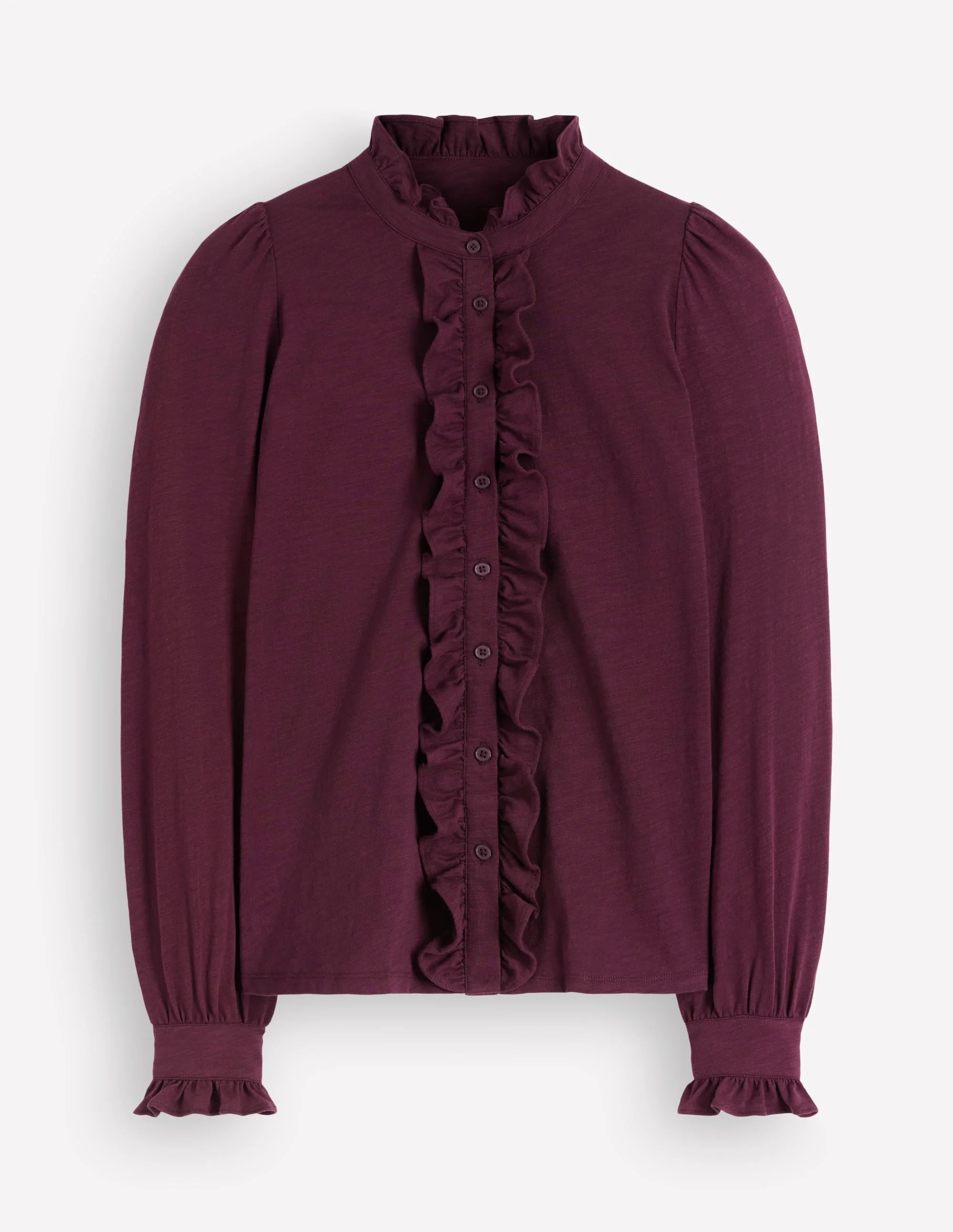 Mega Frill Blouse-Dark Cherry - 1
