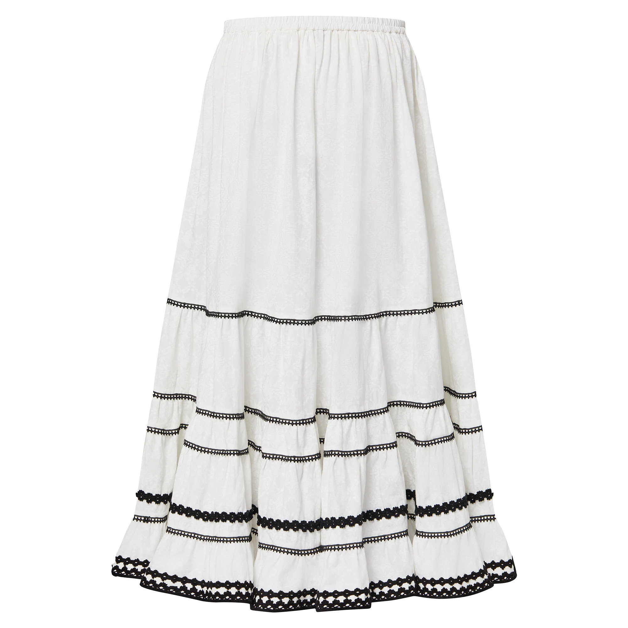 Lace Trim Tiered Maxi Skirt - 3