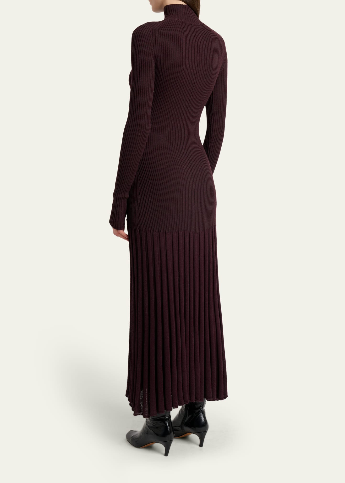 Jada Turtleneck Mutli-Rib Button-Front Maxi Dress - 3