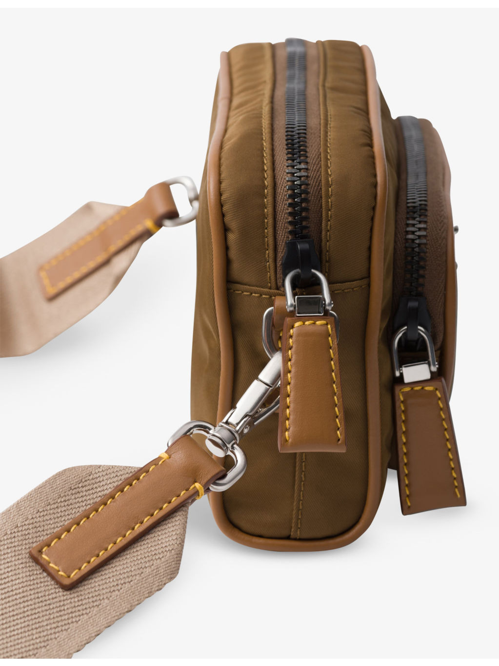 Re-Nylon brand-plaque leather and recycled-nylon shoulder bag - 2