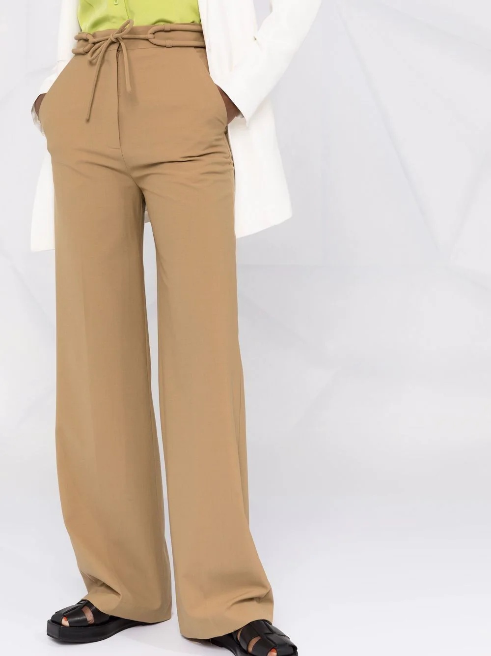 tie-waist wide-leg trousers - 3