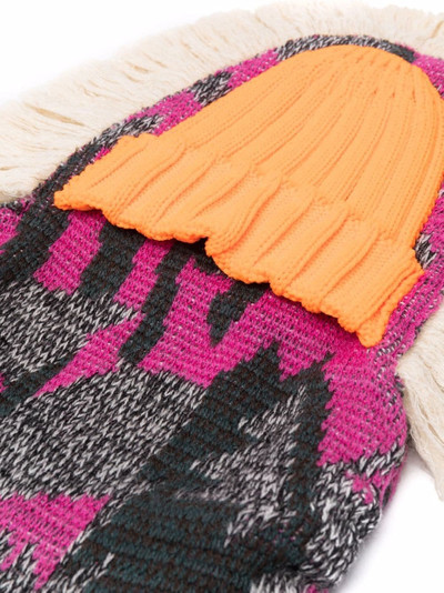 Junya Watanabe fringed panelled intarsia beanie outlook