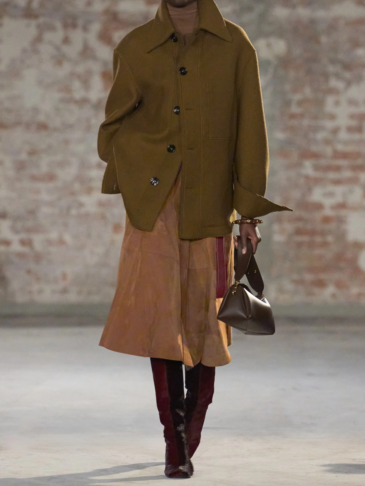 Paneled Suede Midi Skirt - 5