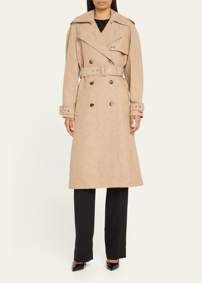 VERSACE Barocco Jacquard Double-Breasted Belted Trench Coat outlook