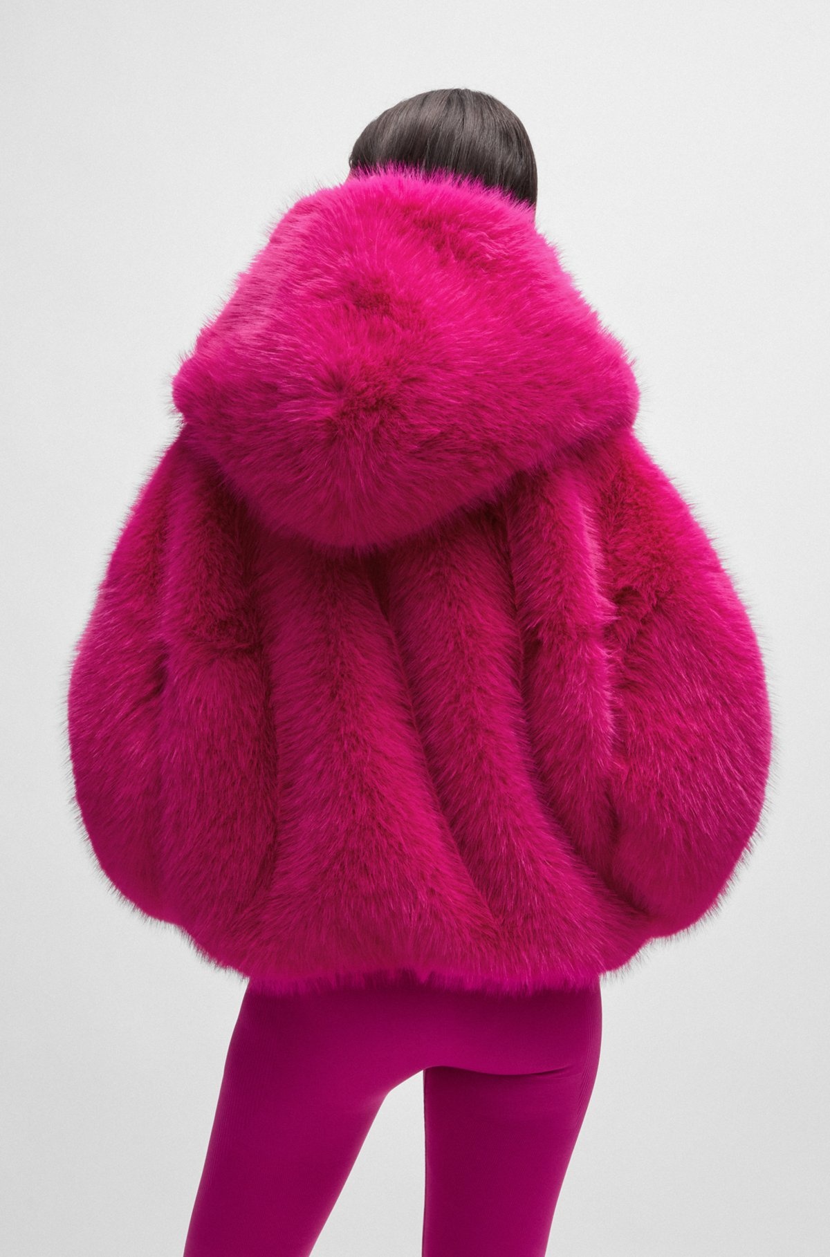 NAOMI X BOSS SHORT COAT IN FAUX FUR - 4