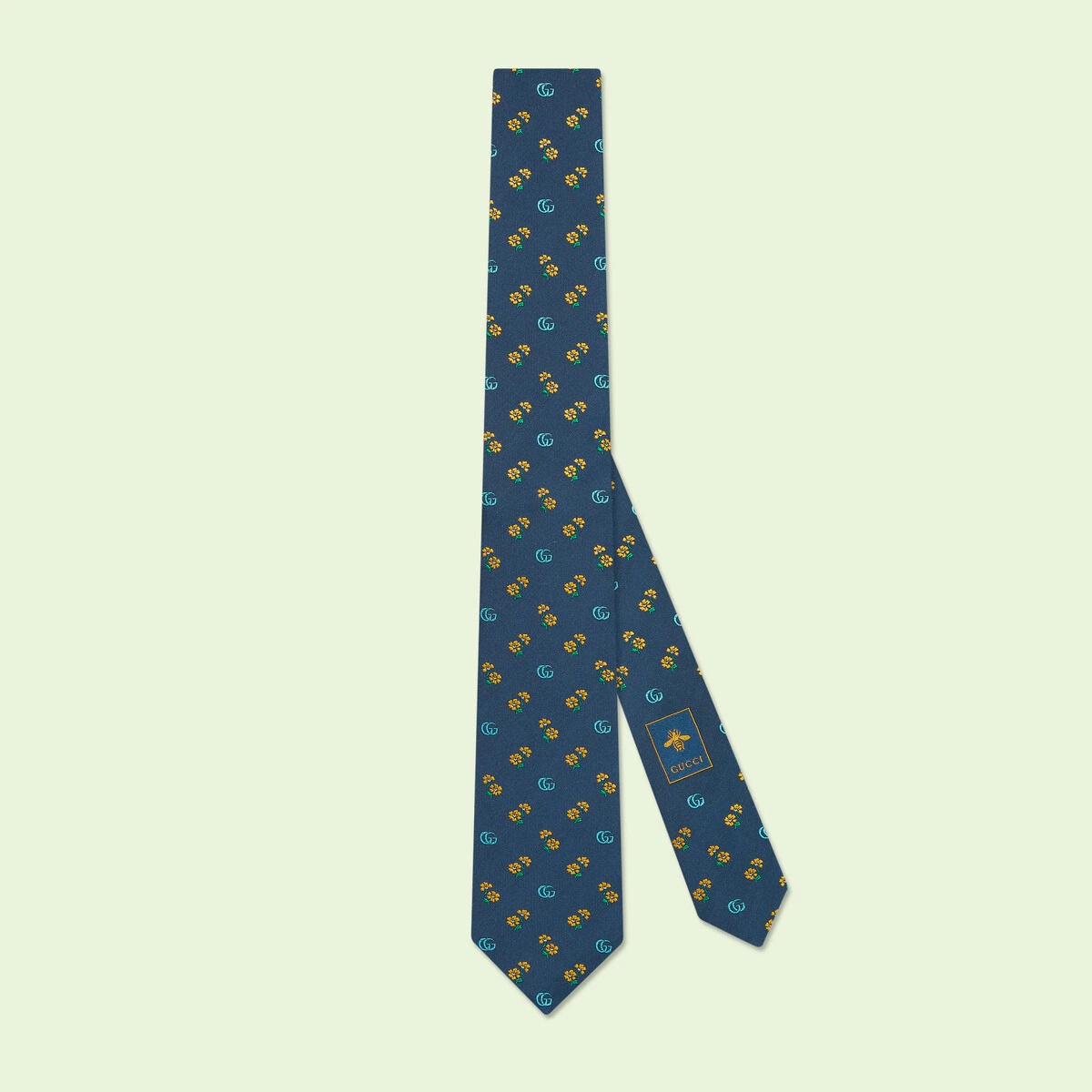 Double G and flowers silk jacquard tie - 1