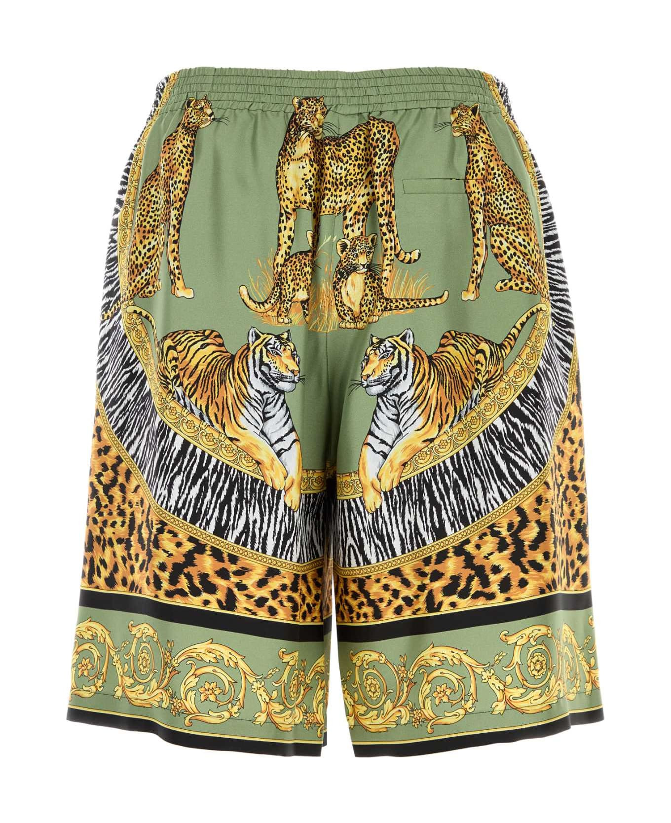 Printed Silk Bermuda Shorts - 2