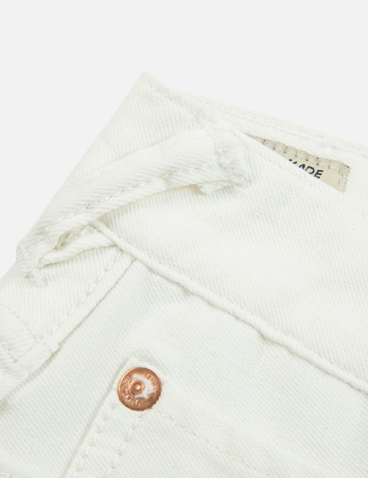 LUCKY CAT AND SEAGULL EMBROIDERY WHITE DENIM SHORTS - 7