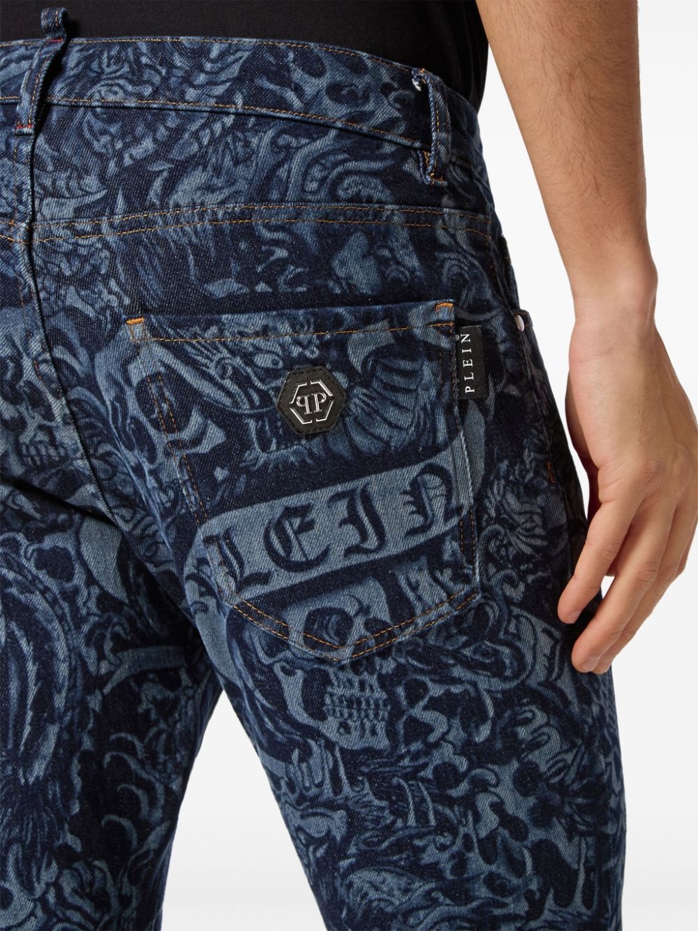 tattoo-print skinny jeans - 5