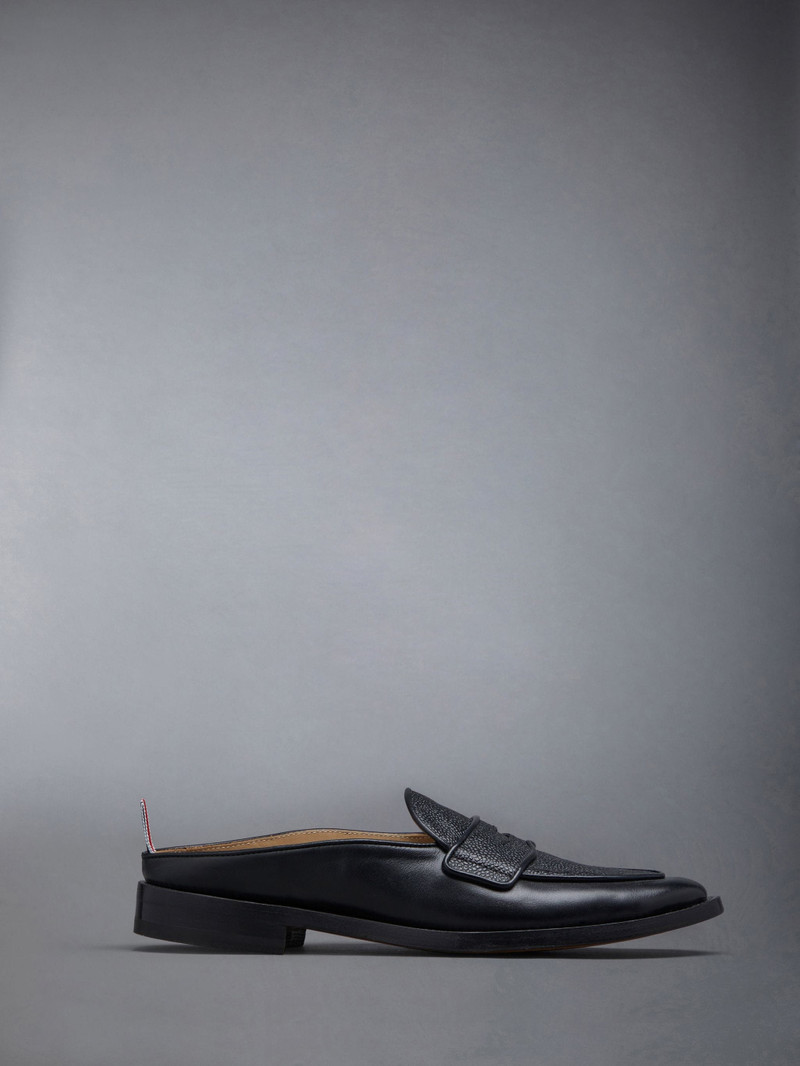 Pebble Grain Leather Varsity Penny Loafer Mule 1