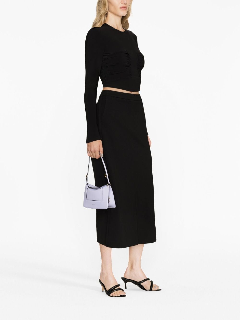 logo-engraved button high-waisted skirt - 4
