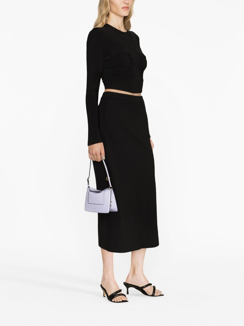 logo-engraved button high-waisted skirt 4