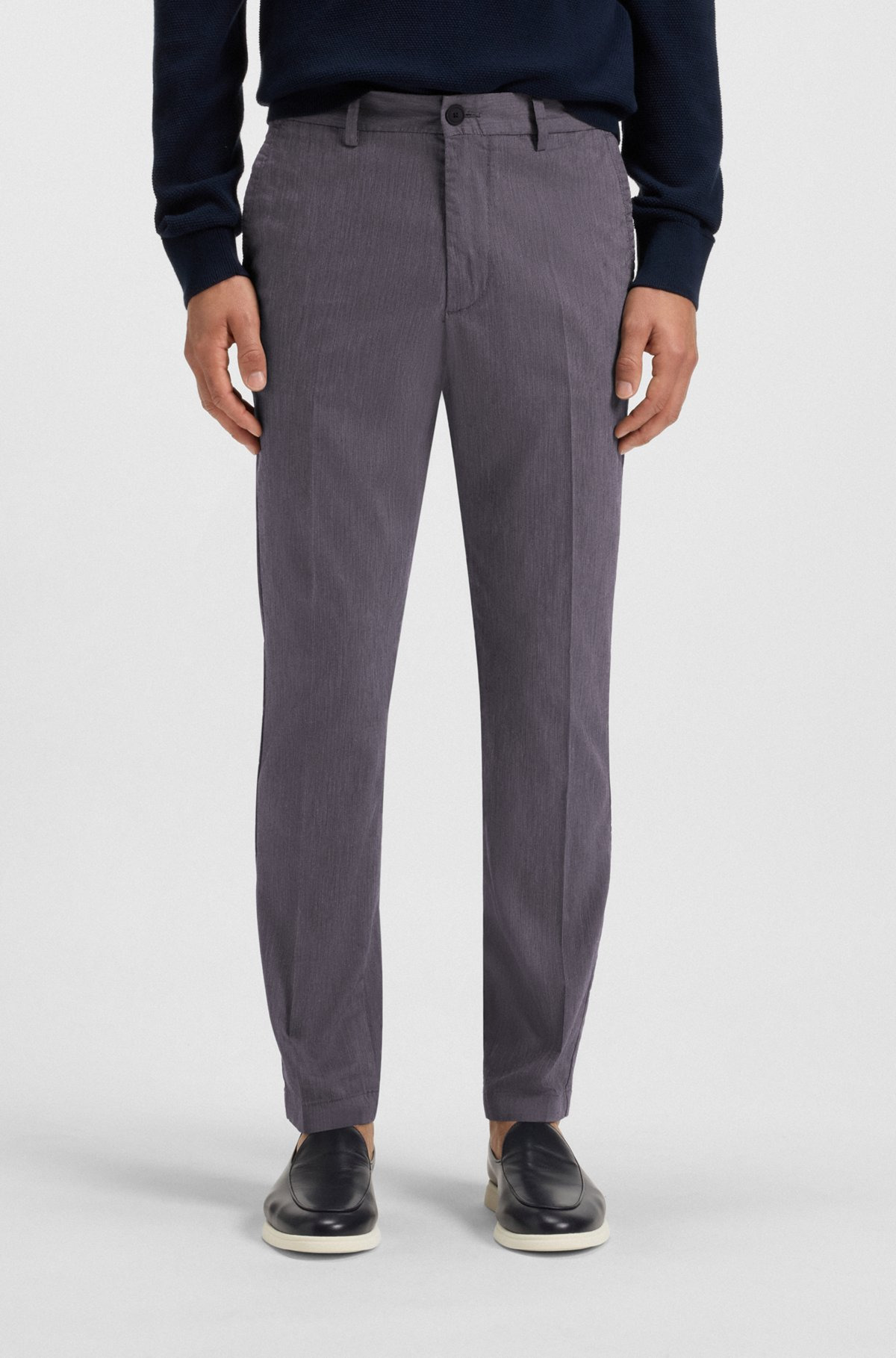 SLIM-FIT TROUSERS IN EASY-IRON POPLIN - 2