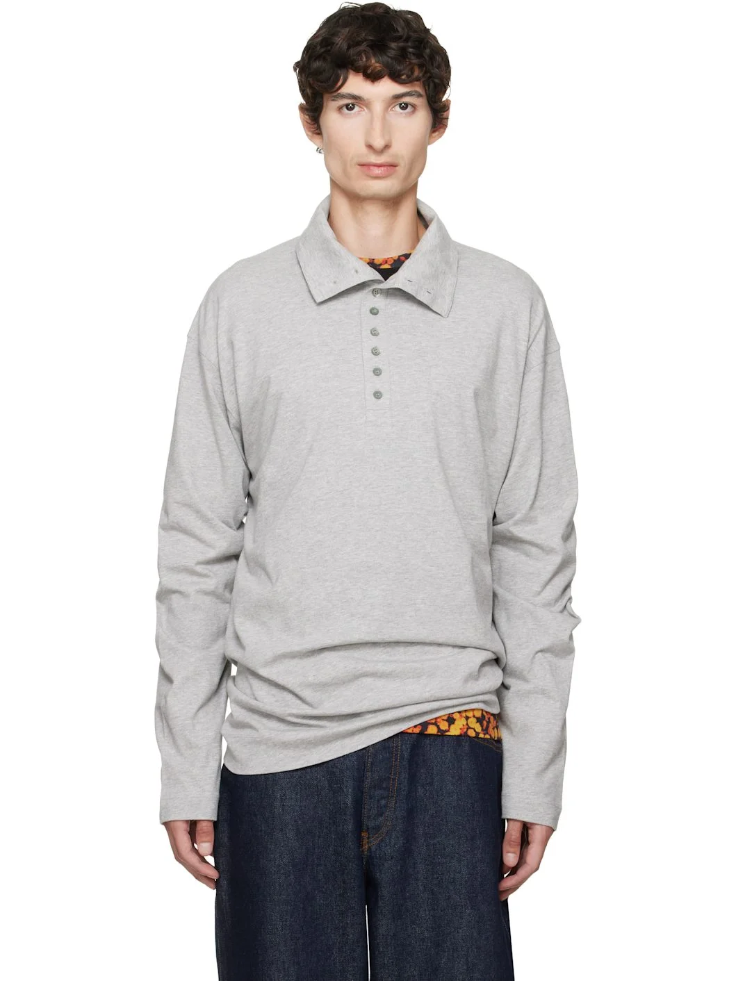 Gray Cotton Polo - 1