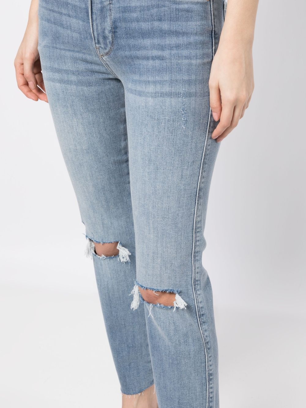 ripped-knee cropped jeans - 5