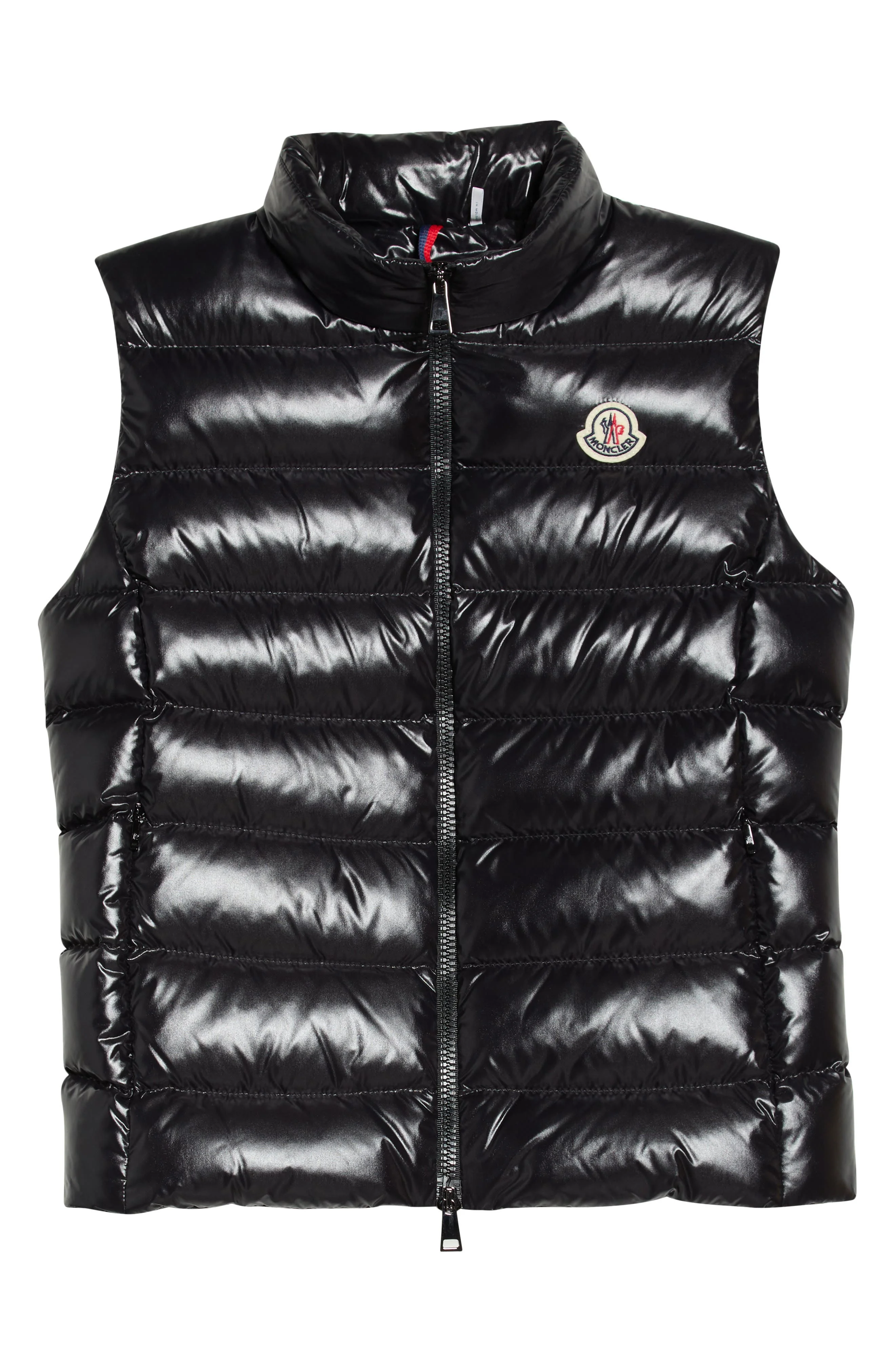 Moncler Ghany Nylon Laqué Down Puffer Vest in Black at Nordstrom - 1
