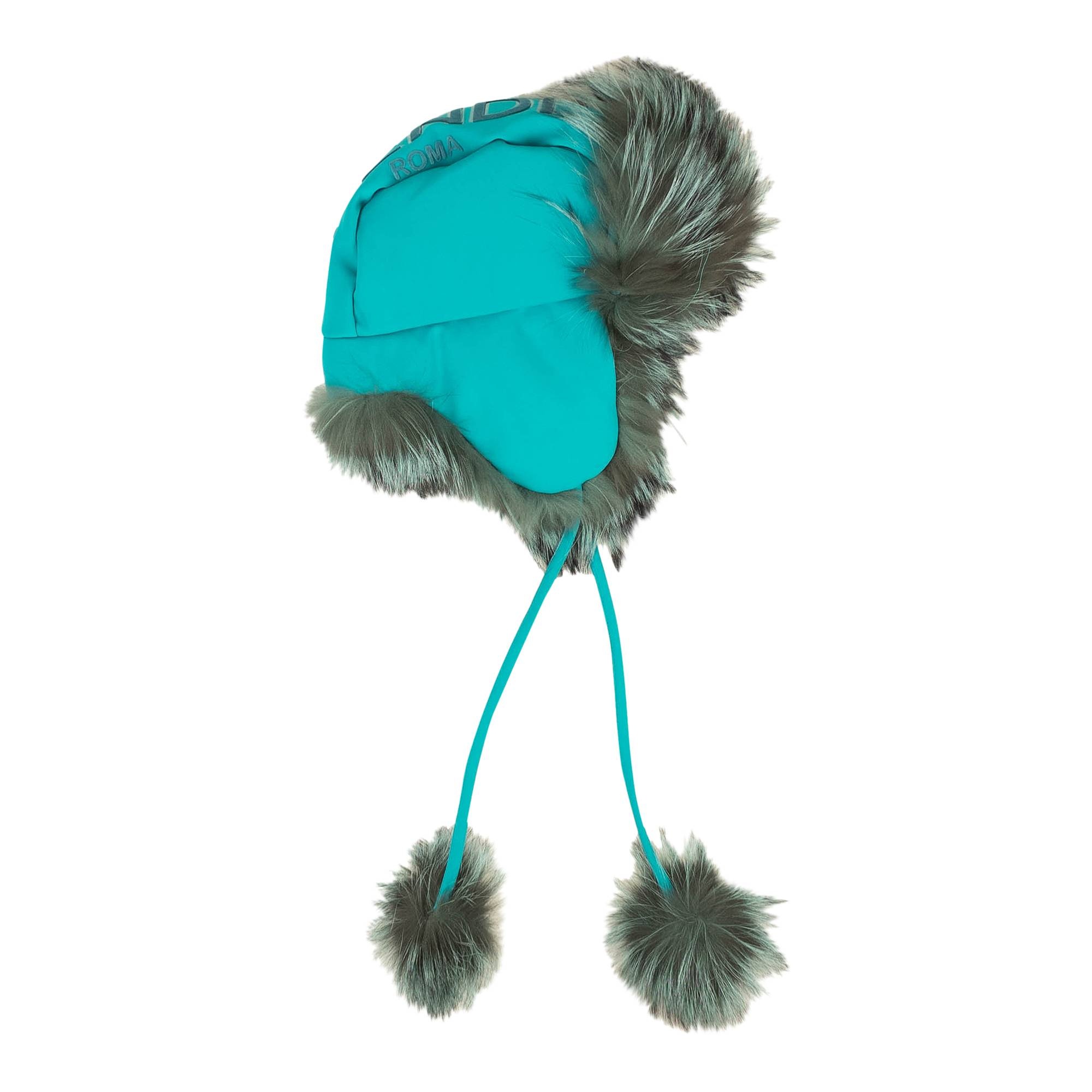 Fendi Aviator Winter Fox Fur Hat 'Blue' - 3