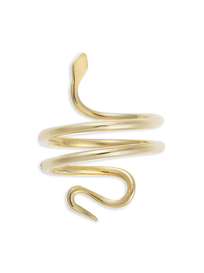 18K Yellow Gold & White Diamond Single Python Ring 3