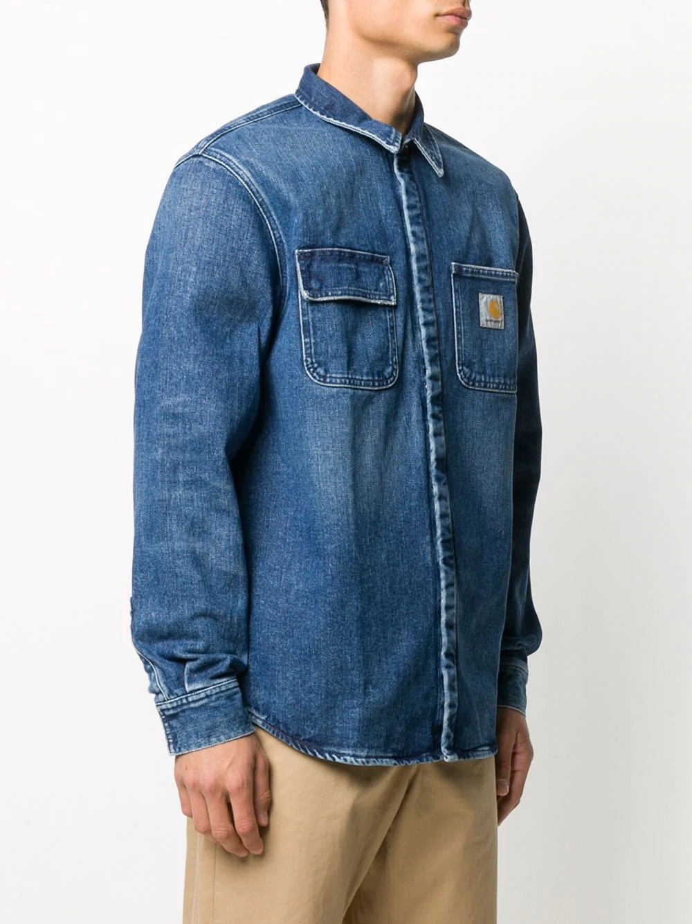 Salinac logo patch denim shirt - 3