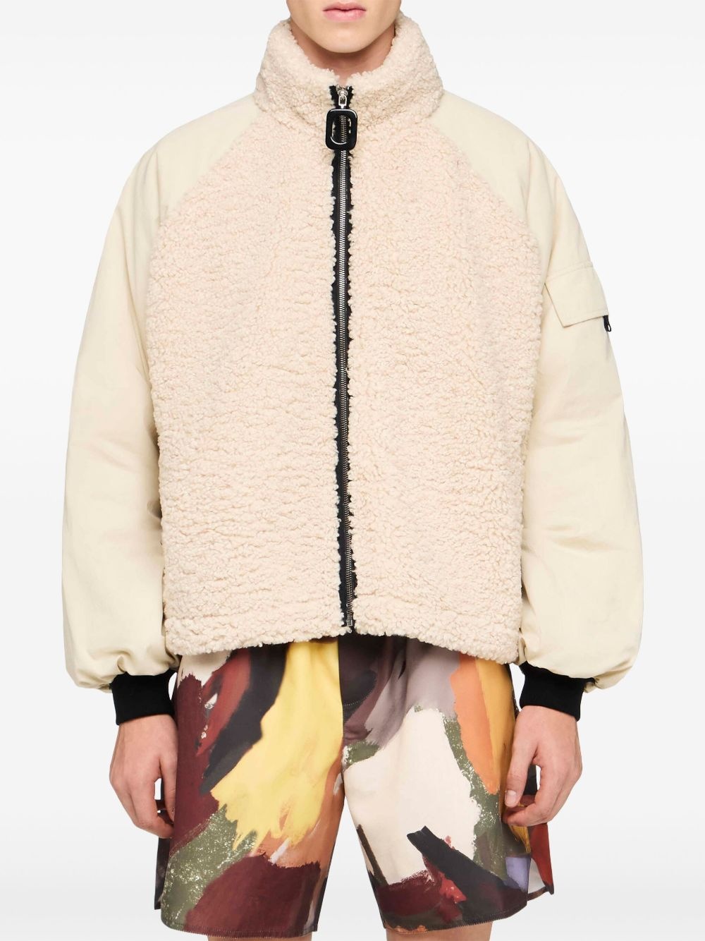 colour-block fleece jacket - 3