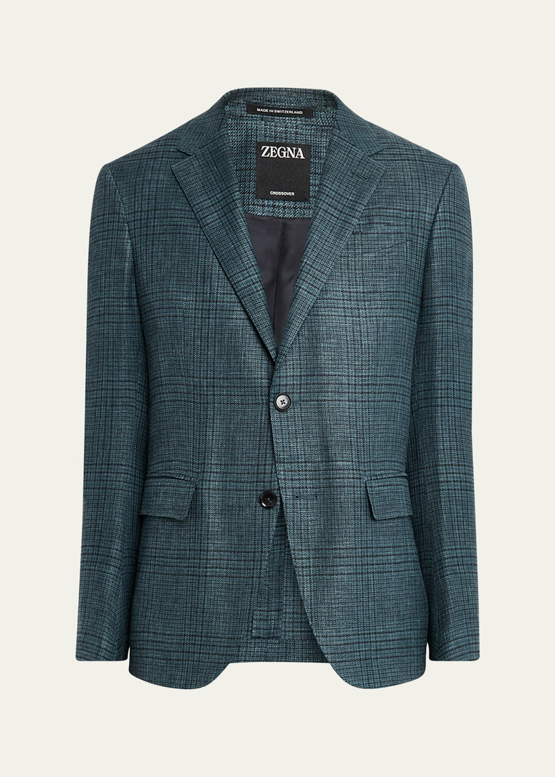 ZEGNA Men's Crossover Prince of Wales Sport Coat outlook