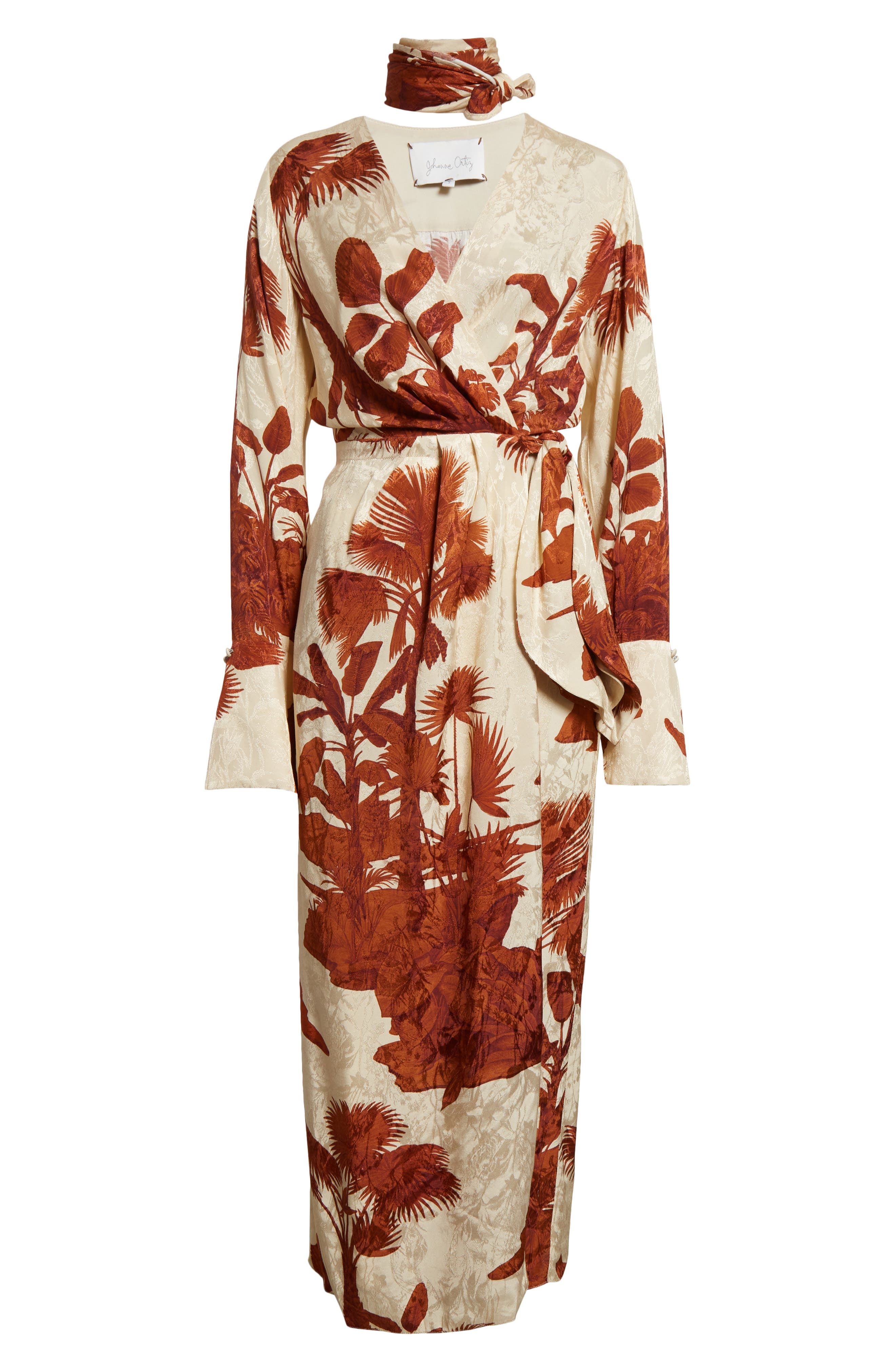 Johanna Ortiz Unmooring Long Sleeve Wrap Dress in Tropical/Ecru/Brown at Nordstrom - 5