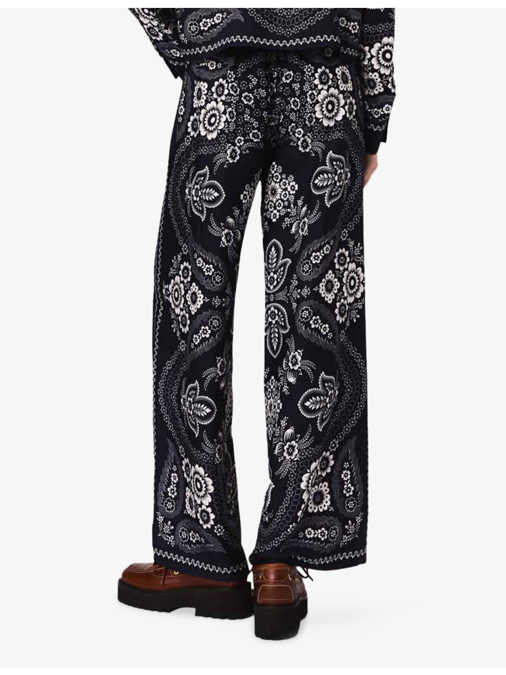Flowing Paisley-Print Wide-Leg Satin Trousers - 4