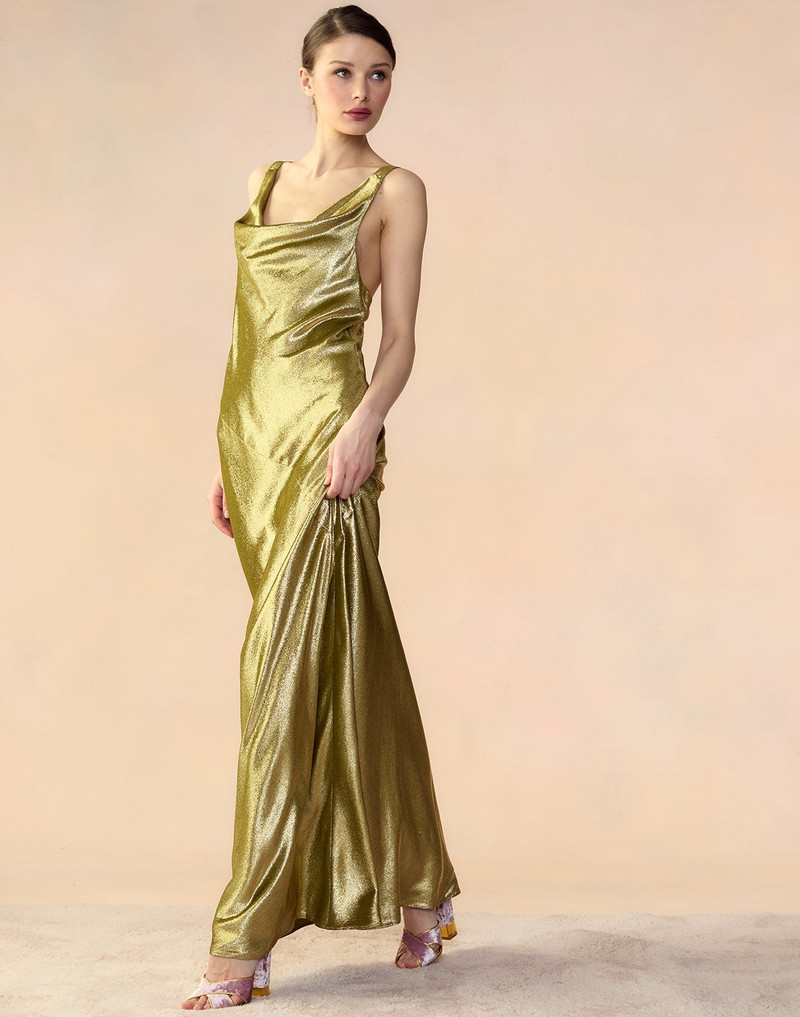 Liquid Gold Lamé Dress 3