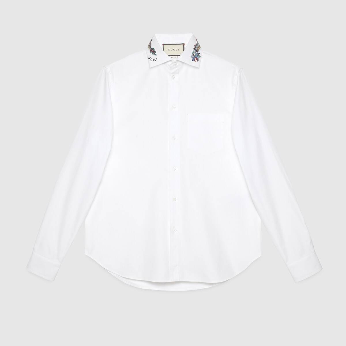 Cotton shirt with embroidered collar - 1