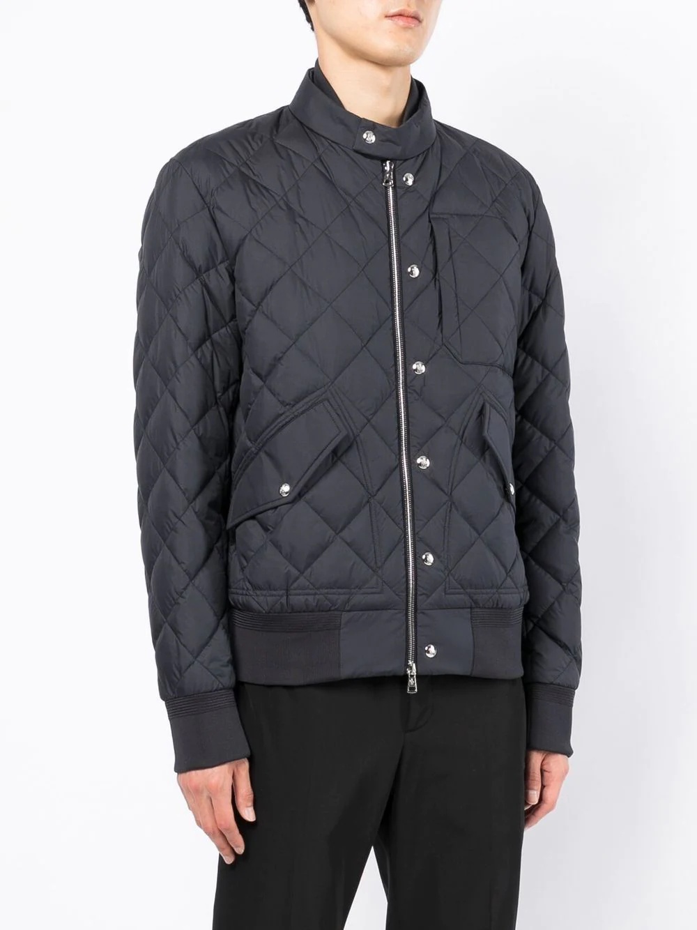 quilted button-front jacket - 3