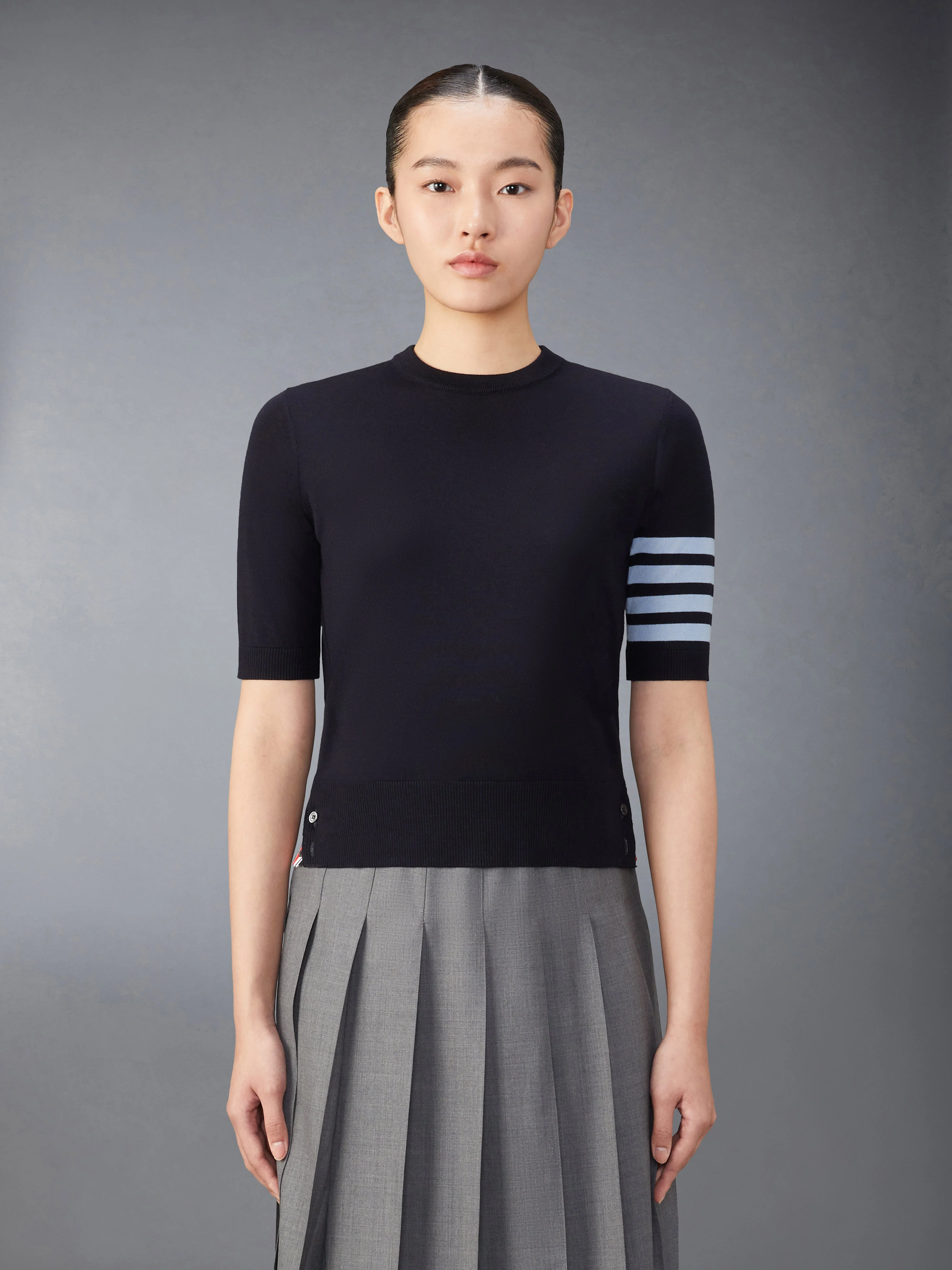 4-Bar Stripes intarsia-knit T-shirt - 1