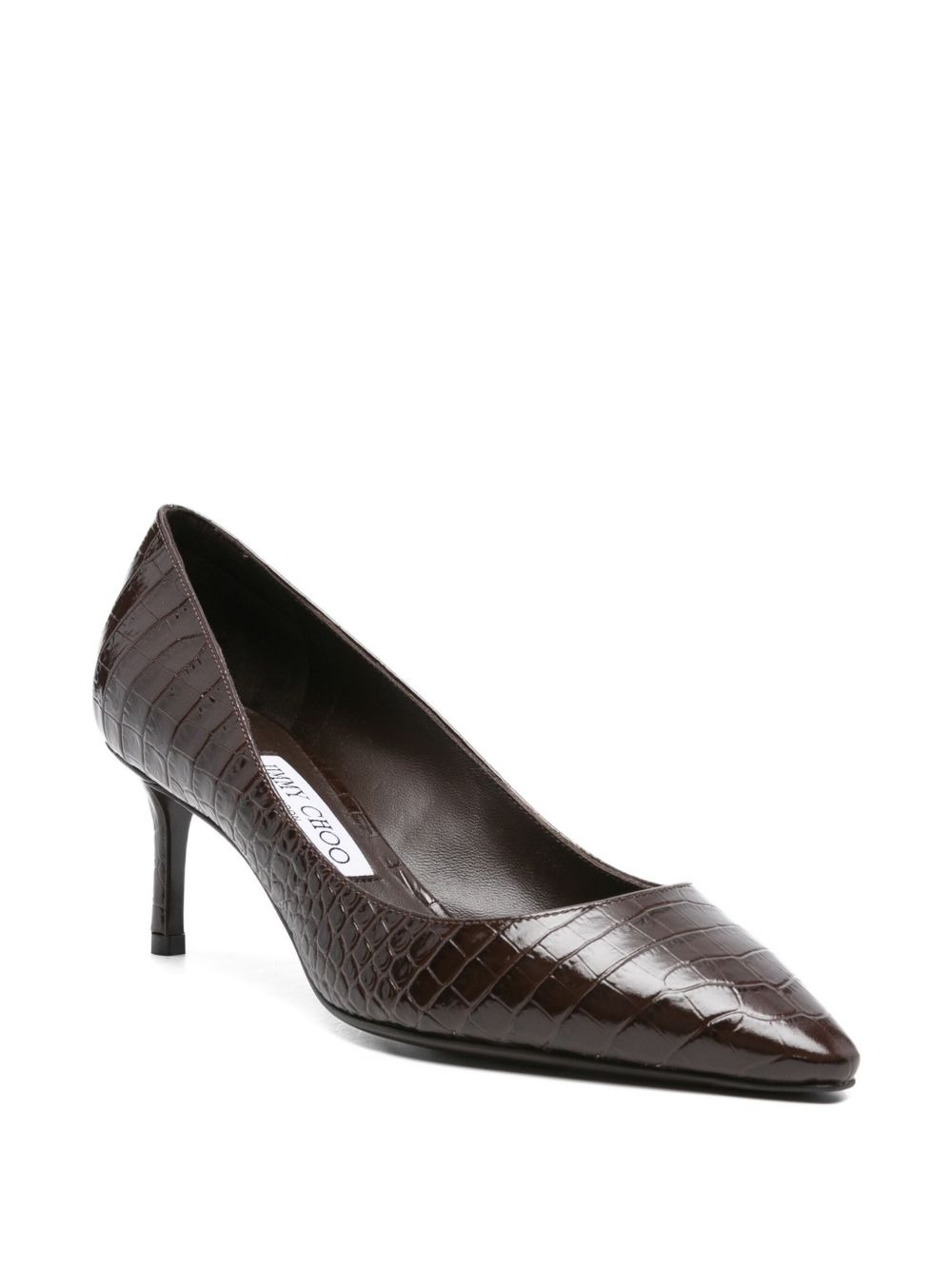crocodile-embossed pointed-toe pumps - 2
