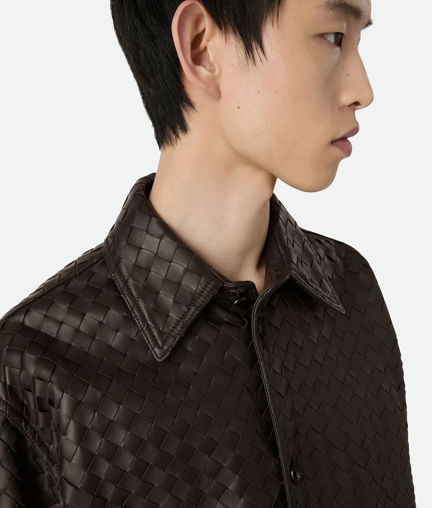 Intrecciato Leather Shirt - 4