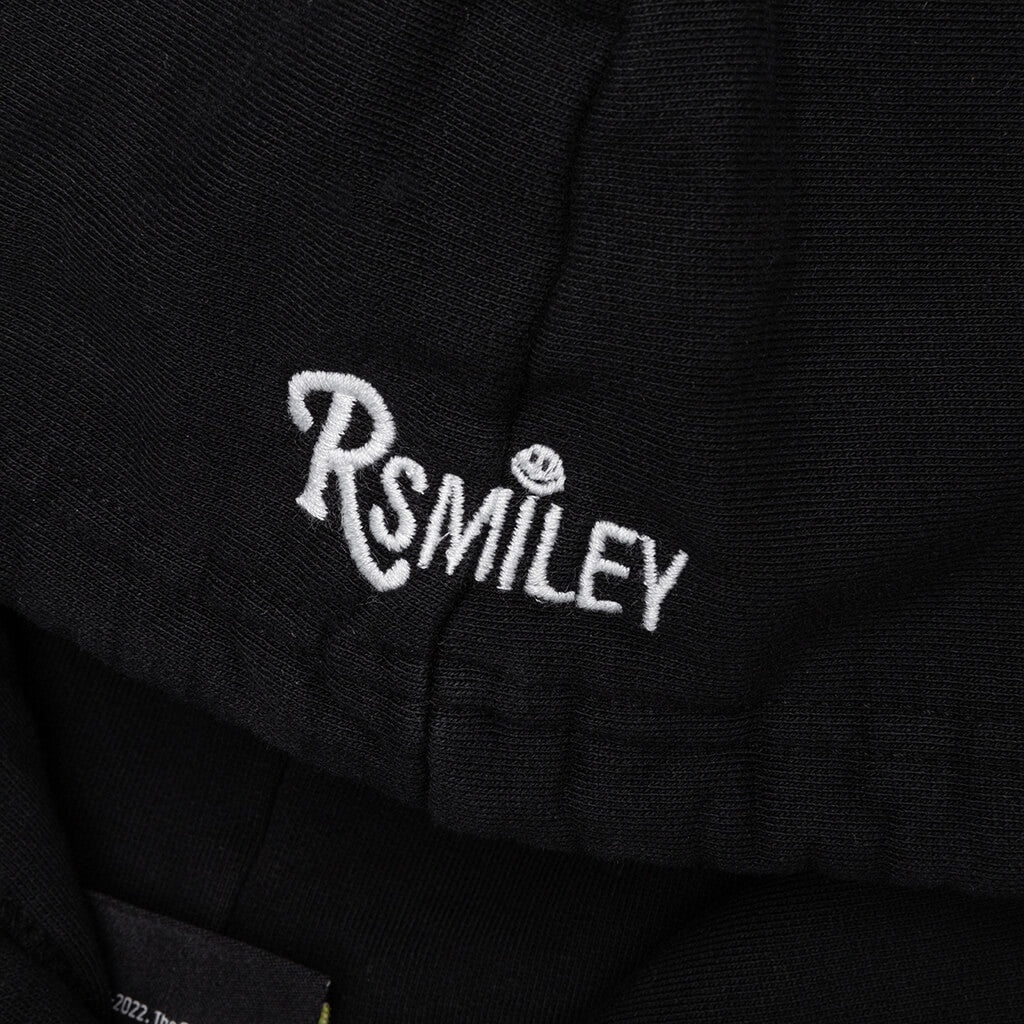 RAF SIMONS X SMILEY PRINT DESTROY WASHED REGULAR FIT HOODIE - BLACK - 4