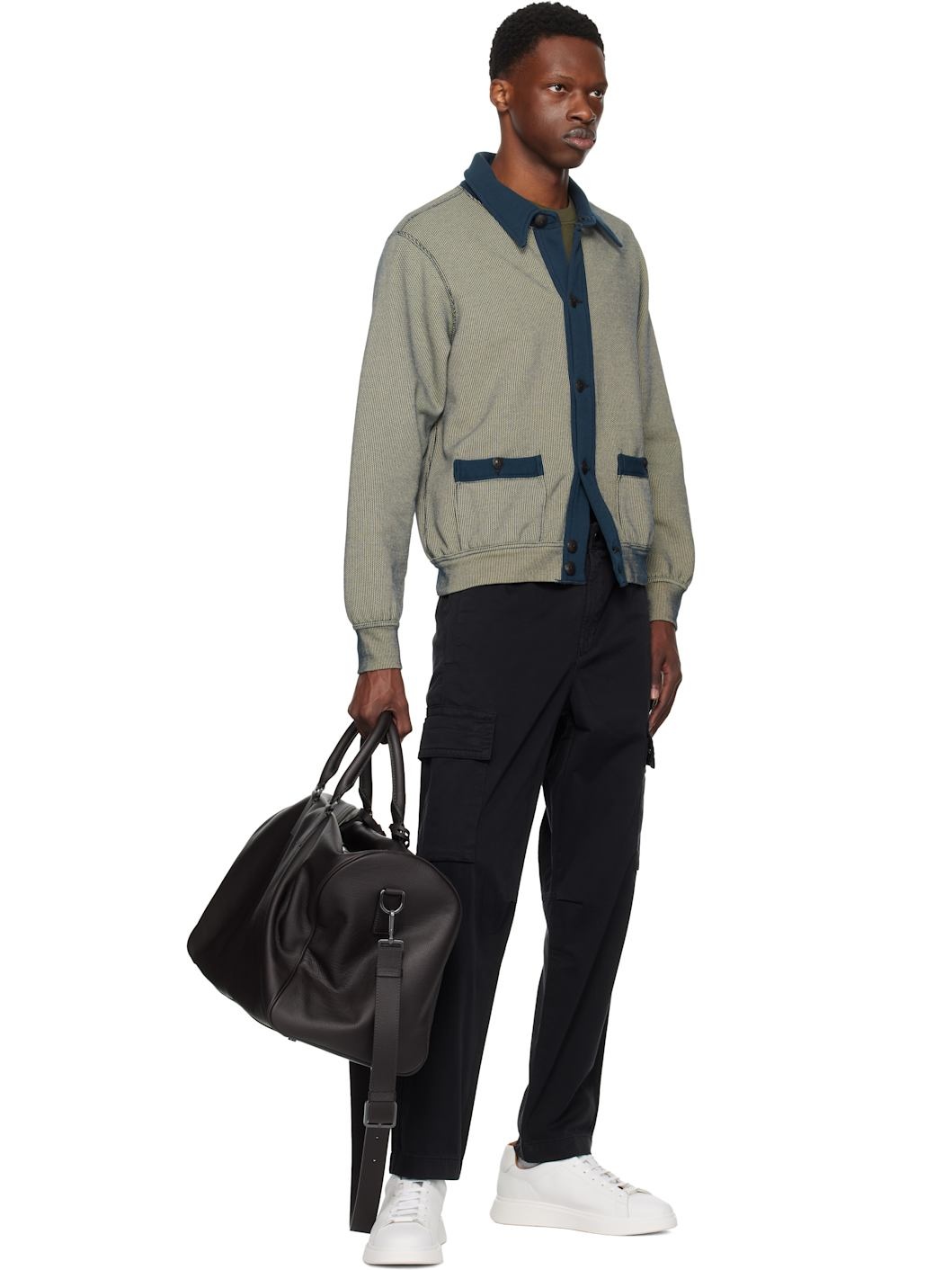 Black Logo Patch Cargo Pants - 5