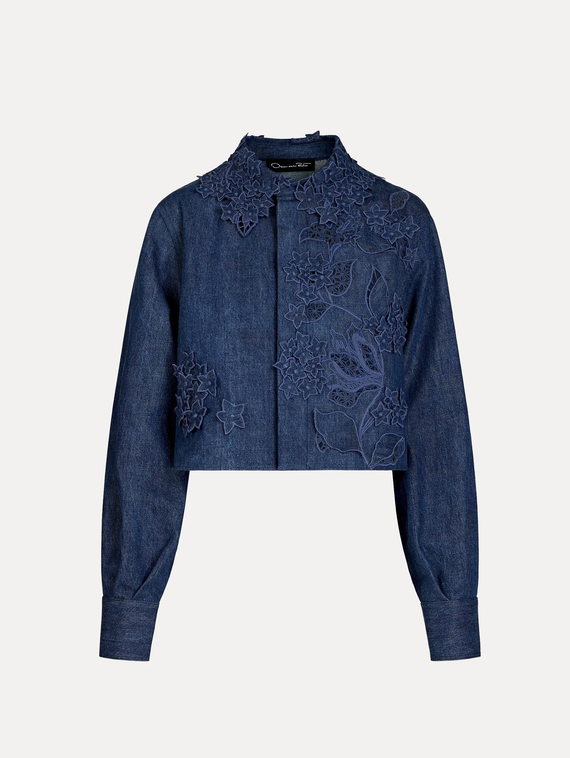 PORCELAIN FLOWER CUTOUT DENIM JACKET - 1
